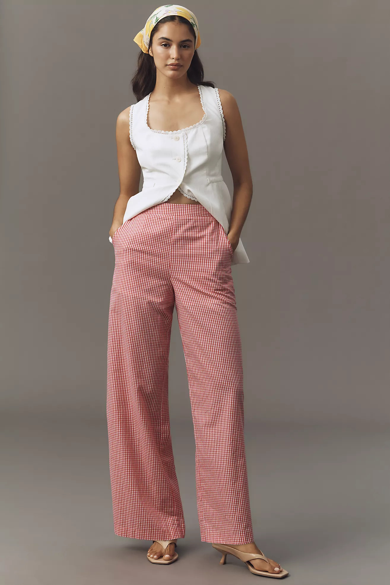 English Factory High-Rise Gingham Wide-Leg Pants | Anthropologie (US)