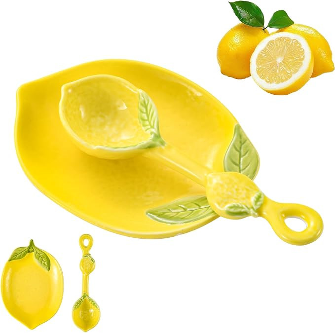 Lemon Ceramic Spoon Rest for Stove Top & Kitchen Counter, Cute lemon decor & accessories for Coun... | Amazon (US)