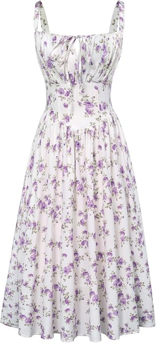 SCARLET DARKNESS Women's Floral Midi Dress Corset Sundresses 2026 Summer Spring Vacation Milkmaid... | Amazon (US)