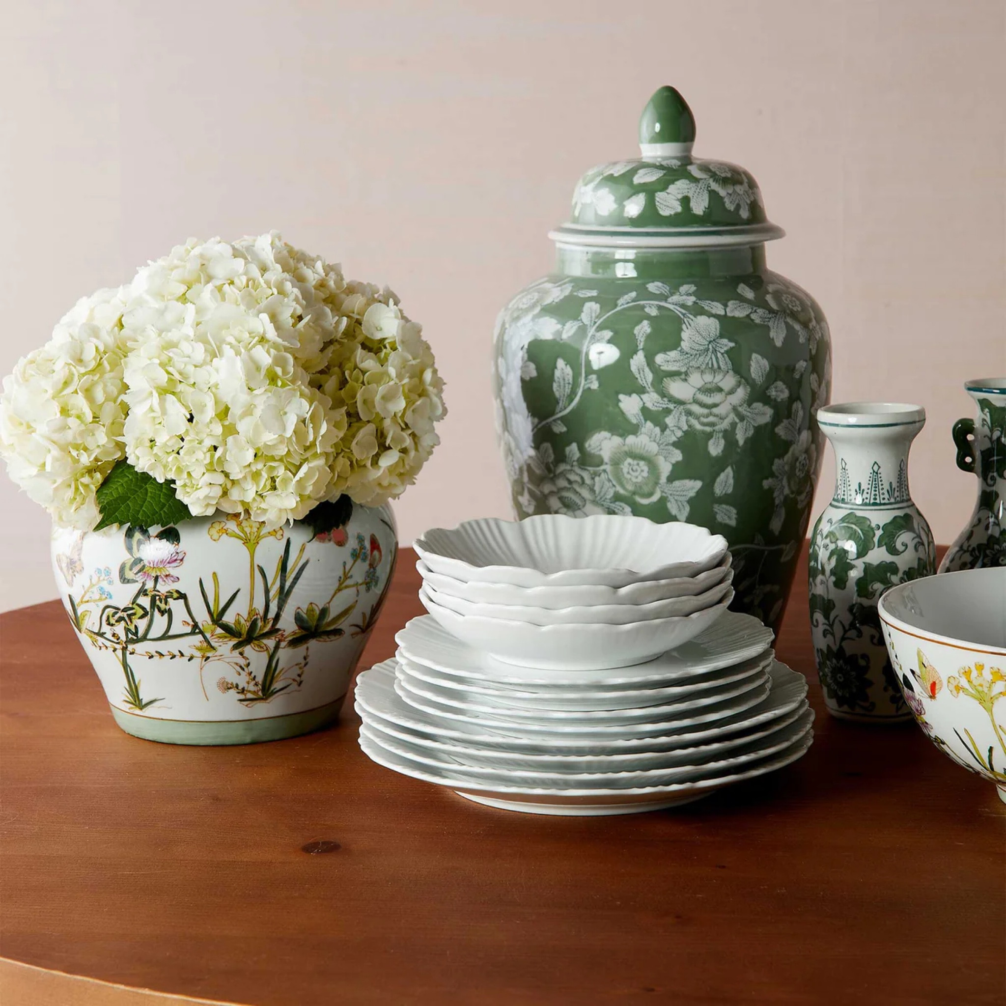 Easter decor scalloped plates green decor ginger jar spring decor 

#LTKhome #LTKunder50 #LTKFind