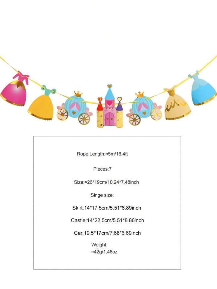 SHEIN Bronzing Decorated Pull Flag Castle Banner Pumpkin Car Princess Castle Hanging Flags And Fl... | SHEIN