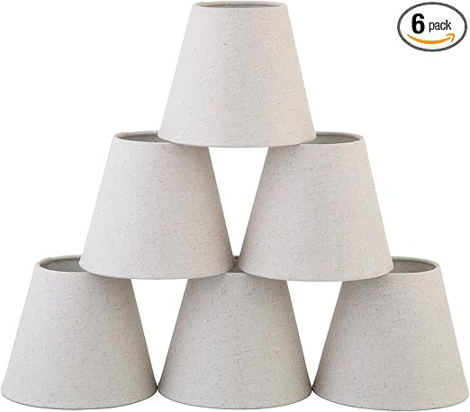 Set of 6 Small LampShades for Candelabra Bulbs, Barrel Fabric Lampshades for Chandelier Wall Lamp... | Amazon (US)