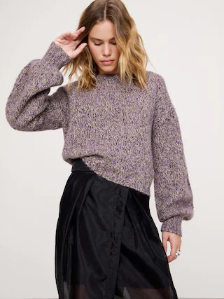 Wool-Alpaca Blend Balloon-Sleeve Sweater | Banana Republic (US)