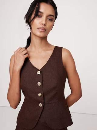 Linen Button-Front Vest | Banana Republic (US)