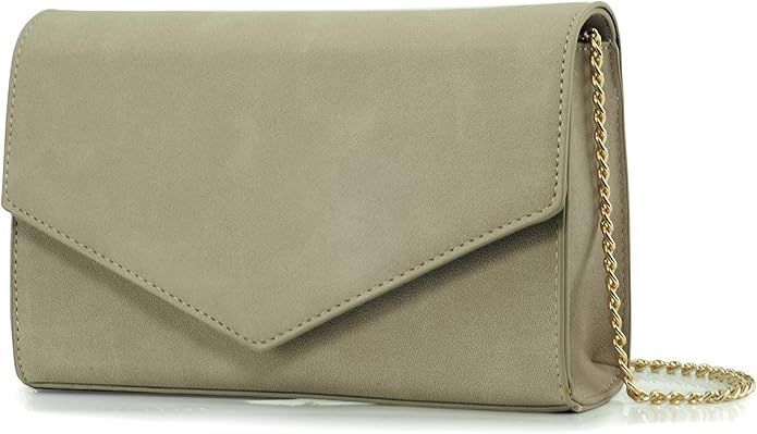 Minimalist Evening Envelope Clutch Chain Shoulder Bag Women Faux Leather Suede Purse | Amazon (US)