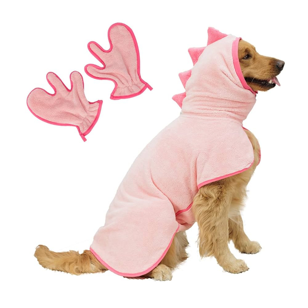 Pawyee Super Soft Fast-Drying Dog Towel Microfiber Bath Robe Design for Cats and Dogs (Medium, Pi... | Amazon (US)