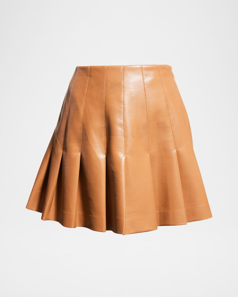 Alice + Olivia Carter Vegan Leather Pleated Mini Skirt | Neiman Marcus