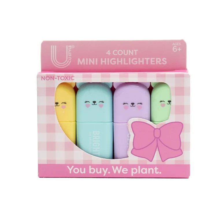 U Style Pastel Bear Mini Highlighters, 4 Pack | Walmart (US)