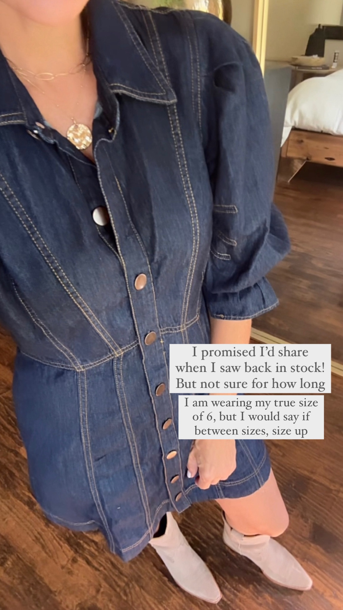 Back in stock. This sold out quickly last time 

I would say runs just a little bit small. I am wearing my normal size of size 6, and it is almost snug at the waist, if between sizes size up. 

The boots are incredibly comfortable!!

Anthropologie denim dress 
Cowboy boots 

#LTKOver40 #LTKStyleTip #LTKParties