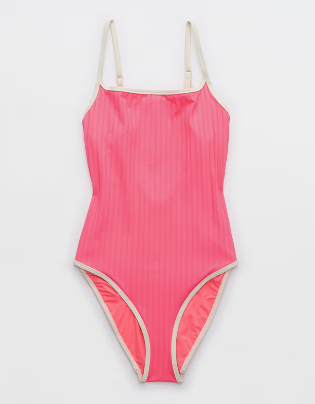 Aerie Wide Rib Scoop One Piece Swimsuit | Aerie