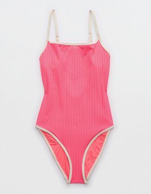 Aerie Wide Rib Scoop One Piece Swimsuit | American Eagle Outfitters (US & CA)