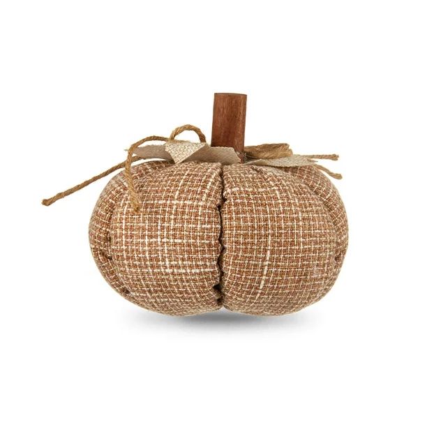 Harvest Small Brown Fabric Pumpkin Decoration, 6 in, by Way To Celebrate | Walmart (US)