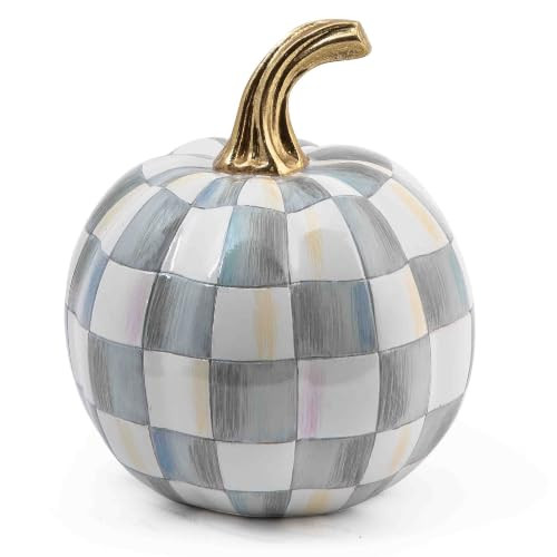 MACKENZIE-CHILDS Resin Pumpkin, Mini, Gray-and-White Sterling Check | Amazon (US)