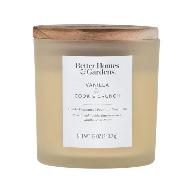 Better Homes & Gardens 12oz Vanilla Cookie Crunch Scented 2-Wick Frosted Jar Candle | Walmart (US)