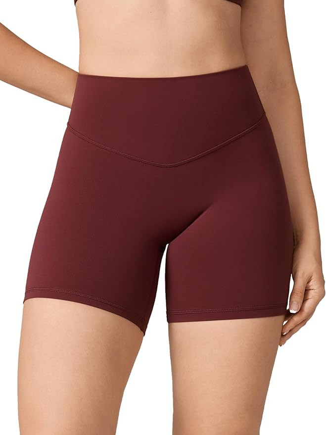 Hugcurve No Front Seam High Waisted Workout Biker Shorts for Women 6 Inches Tummy Control Buttery... | Amazon (US)