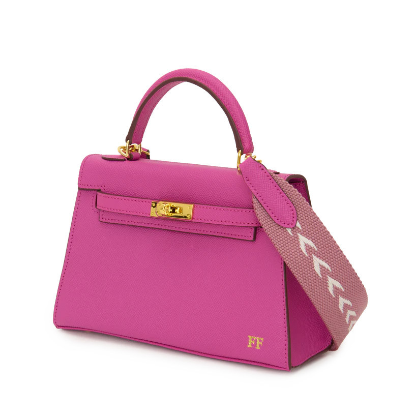 Lily & Bean Hettie Mini Bag -Rose Pink with Initials & Fabric Strap | Lily and Bean