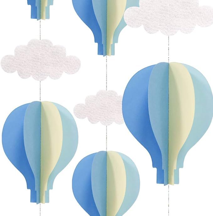 Azowa Big Size Hot Air Balloon Decorations Blue Paper Hanging Garlands Pack of 4 | Amazon (US)