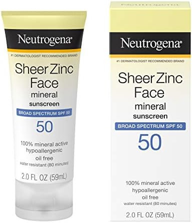 Neutrogena Sheer Zinc Oxide Dry-Touch Face Sunscreen with Broad Spectrum SPF 50, Oil-Free, Non-Comed | Amazon (US)