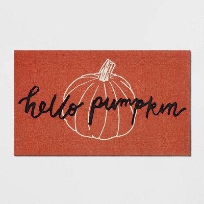 18"X30" Hello Pumpkin Rubber Doormat Orange - Threshold™ | Target