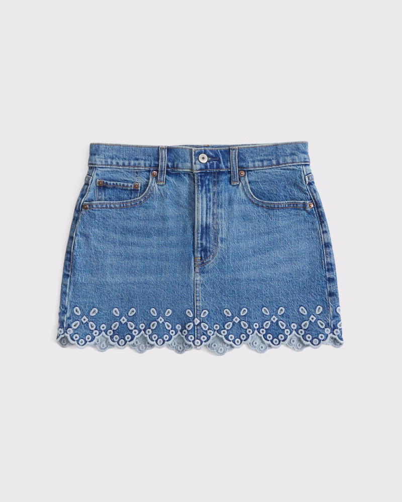 Mid Rise 5-Pocket Denim Mini Skort | Abercrombie & Fitch (US)