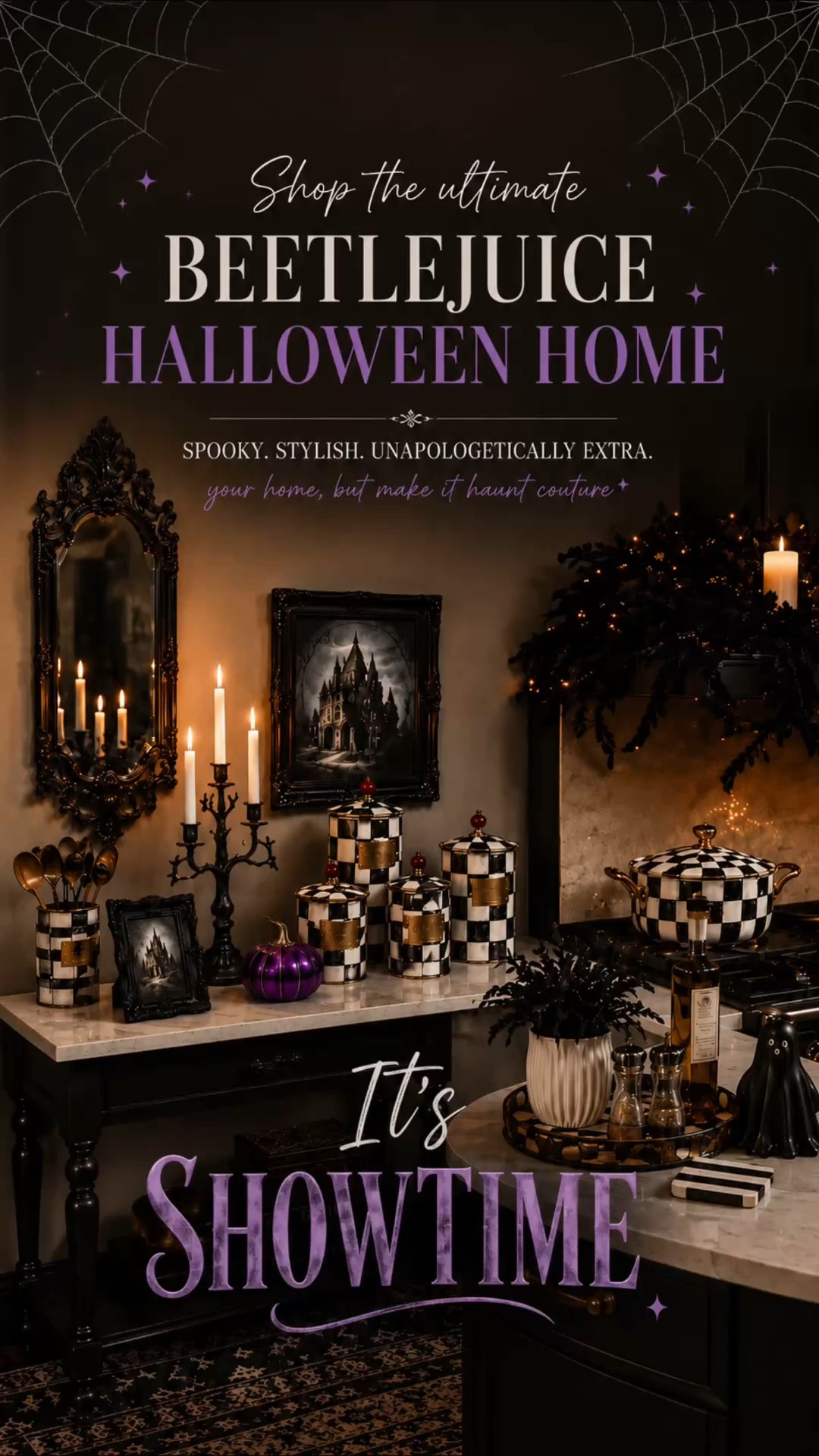 🖤💜 I’m not gatekeeping this one… if you’re creating the ultimate Beetlejuice-inspired Halloween home, this carousel has everything you need! From iconic black-and-white checkered kitchen accents to gothic mirrors, spooky candlelight, eerie artwork, purple pumpkins, haunting frames, and statement décor, these finds bring that perfectly spooky-meets-luxury aesthetic to every room. Whether you’re decorating your kitchen, entryway, or fireplace for Halloween, these are the pieces that make your home feel like it’s straight out of the Neitherworld. 🕸️✨

Everything is linked in my LTK so you can recreate the look before these seasonal favorites disappear! 🖤

#BeetlejuiceDecor #HalloweenHomeDecor #SpookySeason #HalloweenFinds #LTKHalloween