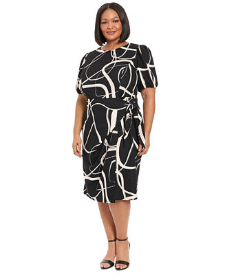 Plus Size Balloon-Sleeve Sarong Dress | Macy's