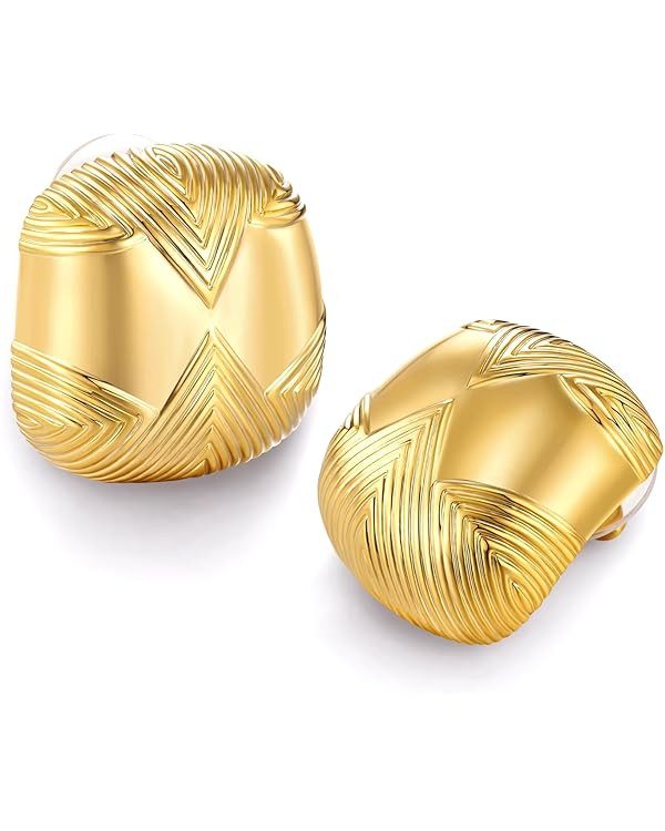 Gold Chunky Retro Square Statement Earrings for Women by SNGIA, Medium Geometric Handmade Trendy ... | Amazon (US)
