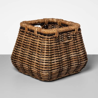 Small Rounded Square Basket Natural with Black Accents 11.25"x14.25" - Threshold™ | Target