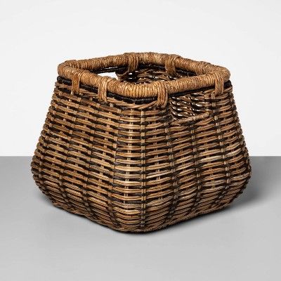 Small Rounded Square Basket Natural with Black Accents 11.25"x14.25" - Threshold™ | Target
