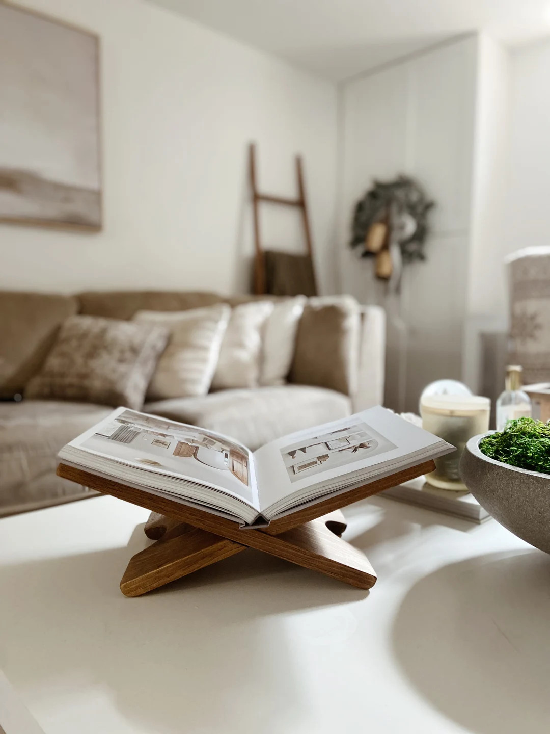 Open Book Display Wood Book Display Wood Book Stand Recipe Book Stand Contemporary Book Stand - E... | Etsy (US)