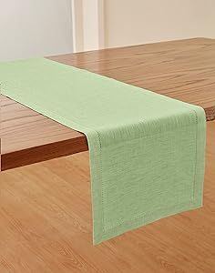 Solino Home Pistachio Linen Table Runner 14 x 48 Inch – 100% Pure Linen Hemstitch Table Runner ... | Amazon (US)