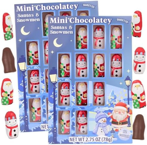 Mini Chocolatey Santas and Snowmen Christmas Gift Boxes, Individually Foil Wrapped Candy, Stockin... | Amazon (US)