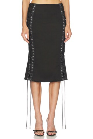 Camila Coelho Yasmina Midi Skirt in Black from Revolve.com | Revolve Clothing (Global)
