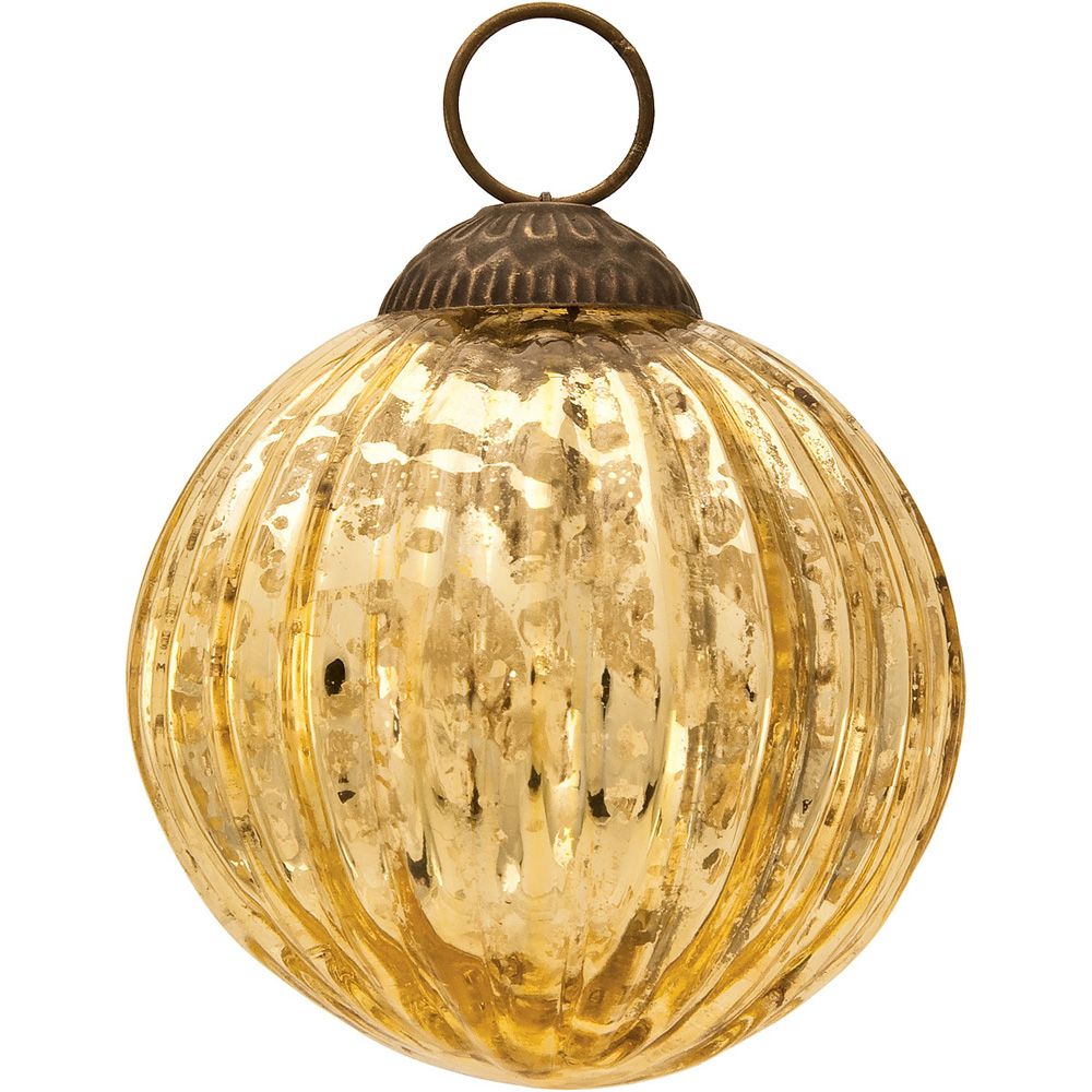 Luna Bazaar Large Mercury Glass Ball Ornaments (3-Inch, Gold, Mona Design, Single) - Great Gift I... | Walmart (US)