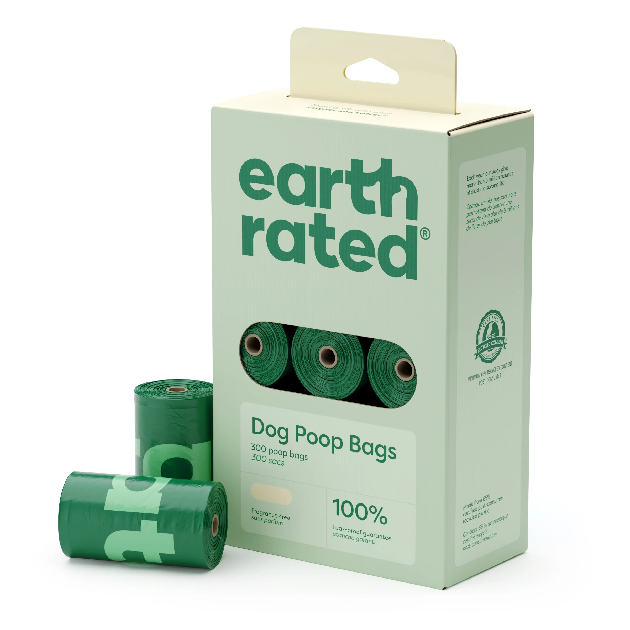 Earth Rated Unscented Leak-Proof Dog Poop Bags, 300 Count on 15 Single Refill Rolls | Walmart (US)