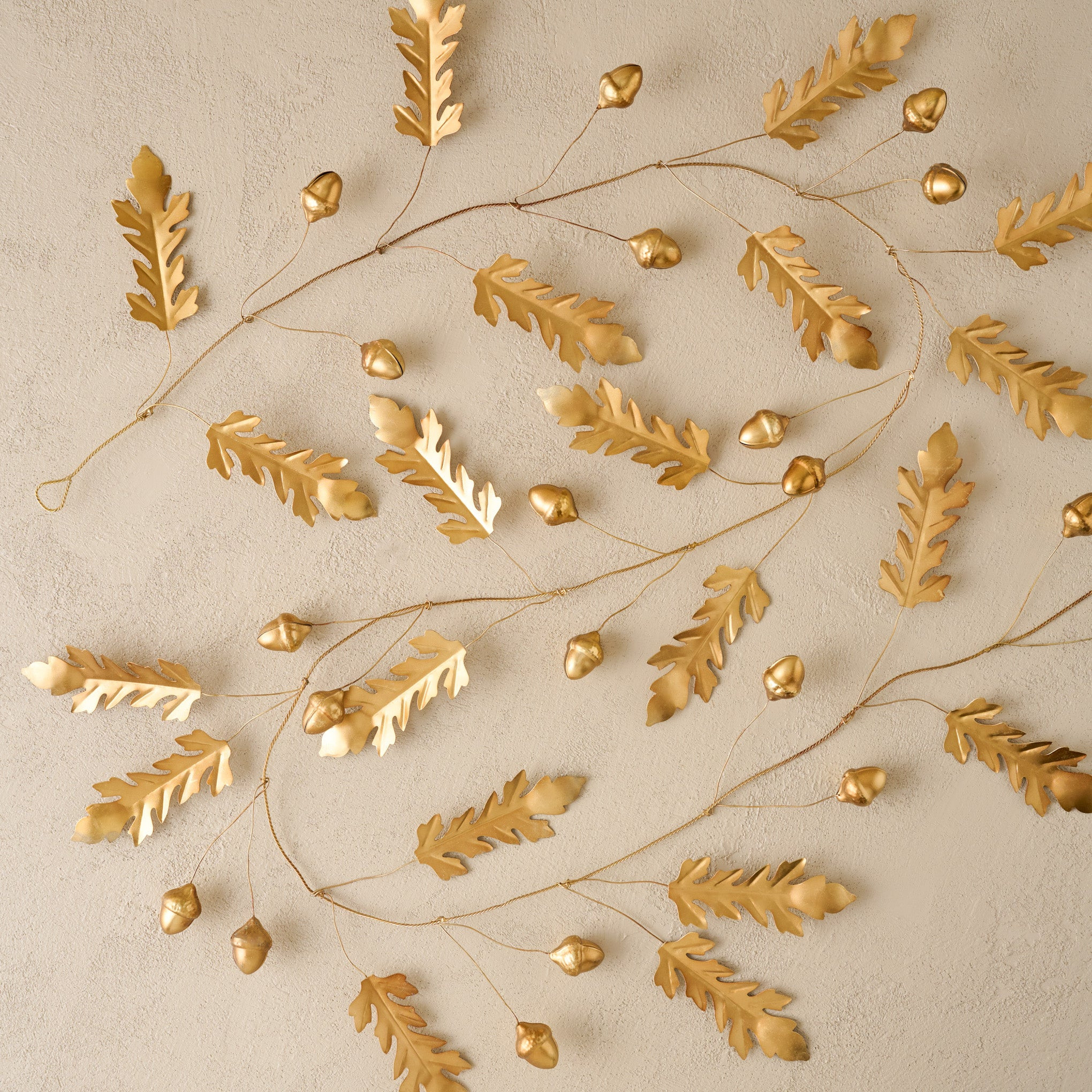 Foraged Leaf and Acorn Brass Garland | Magnolia