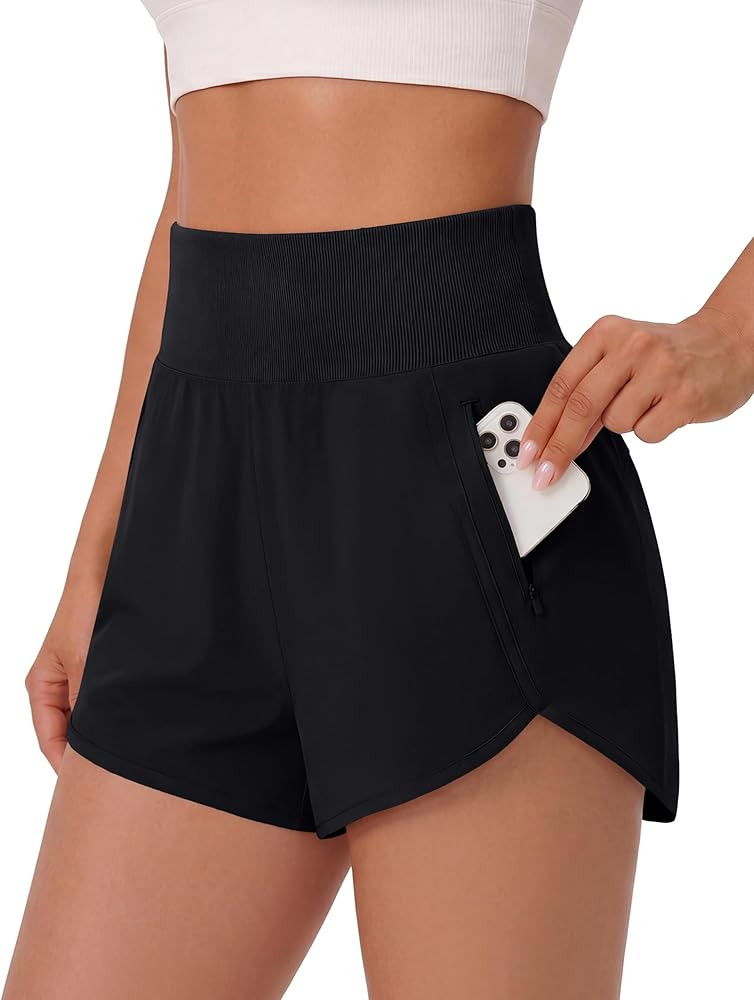 BMJL Womens Athletic Shorts 2.5" High Waisted Running Workout Gym Sports Quick Dry Shorts with Zi... | Amazon (US)