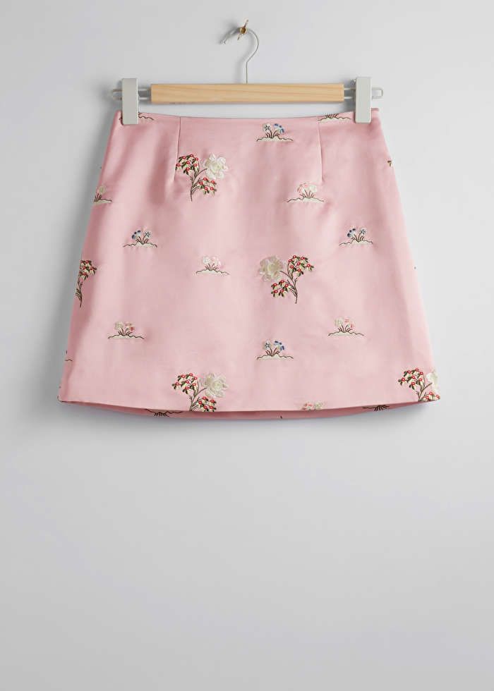 Floral Embroidery Satin Mini Skirt | & Other Stories US