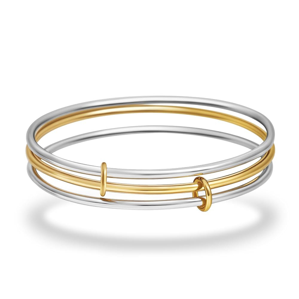 Stackable Bangle Bracelets for Women 18K Gold Plated Stainless Steel Non Tarnish Bangles 8 inch B... | Amazon (US)
