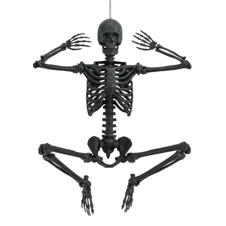 5ft Black Poseable Skeleton Decoration, Halloween Outdoor Decor, by Way To Celebrate | Walmart (US)