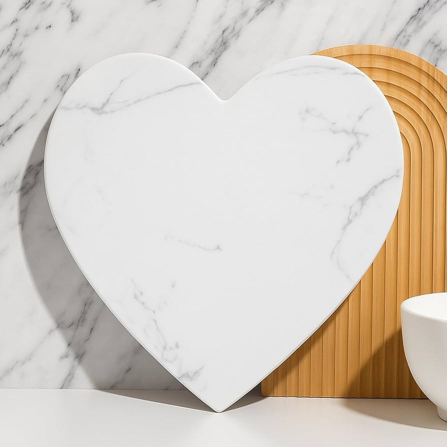 Valentine Heart Shaped Marble Cheese Board 10.6 x 9 Inch Charcuterie Cutting Tray Marble Serving ... | Amazon (US)