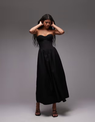 Heiress Beverly Hills bandeau corset detail maxi dress in black | ASOS (Global)