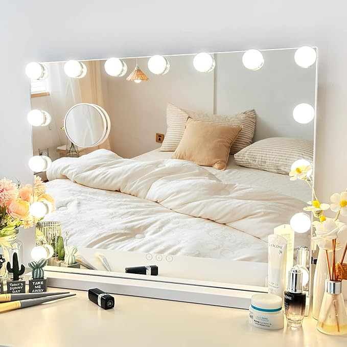 Vanity Mirror with Lights Lighted Makeup Mirror with 15 Dimmable LED Bulbs,3 Color Lighting Modes... | Amazon (US)