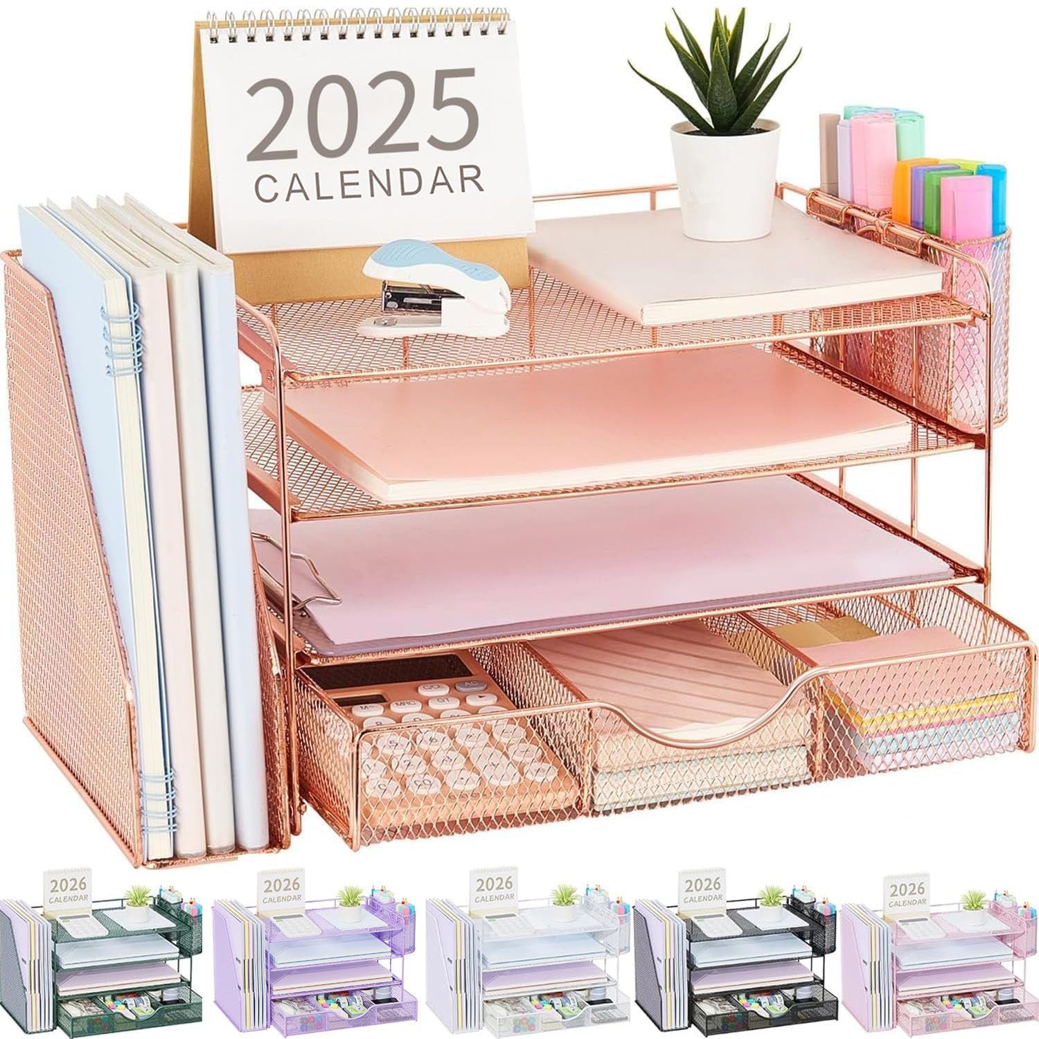 gianotter Desk Organizers and Accessories with File Holder, 4-Tier Desk Accessories & Workspace O... | Amazon (US)