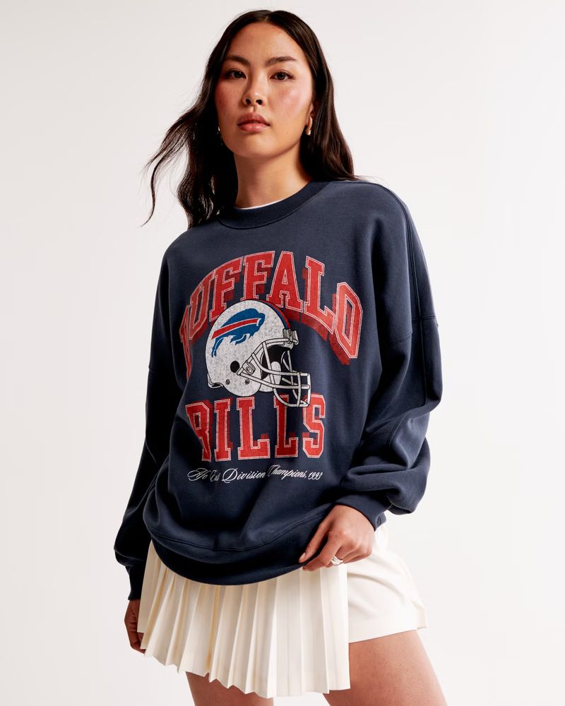 Women's Buffalo Bills Graphic Oversized Sunday Crew | Women's Tops | Abercrombie.com | Abercrombie & Fitch (US)