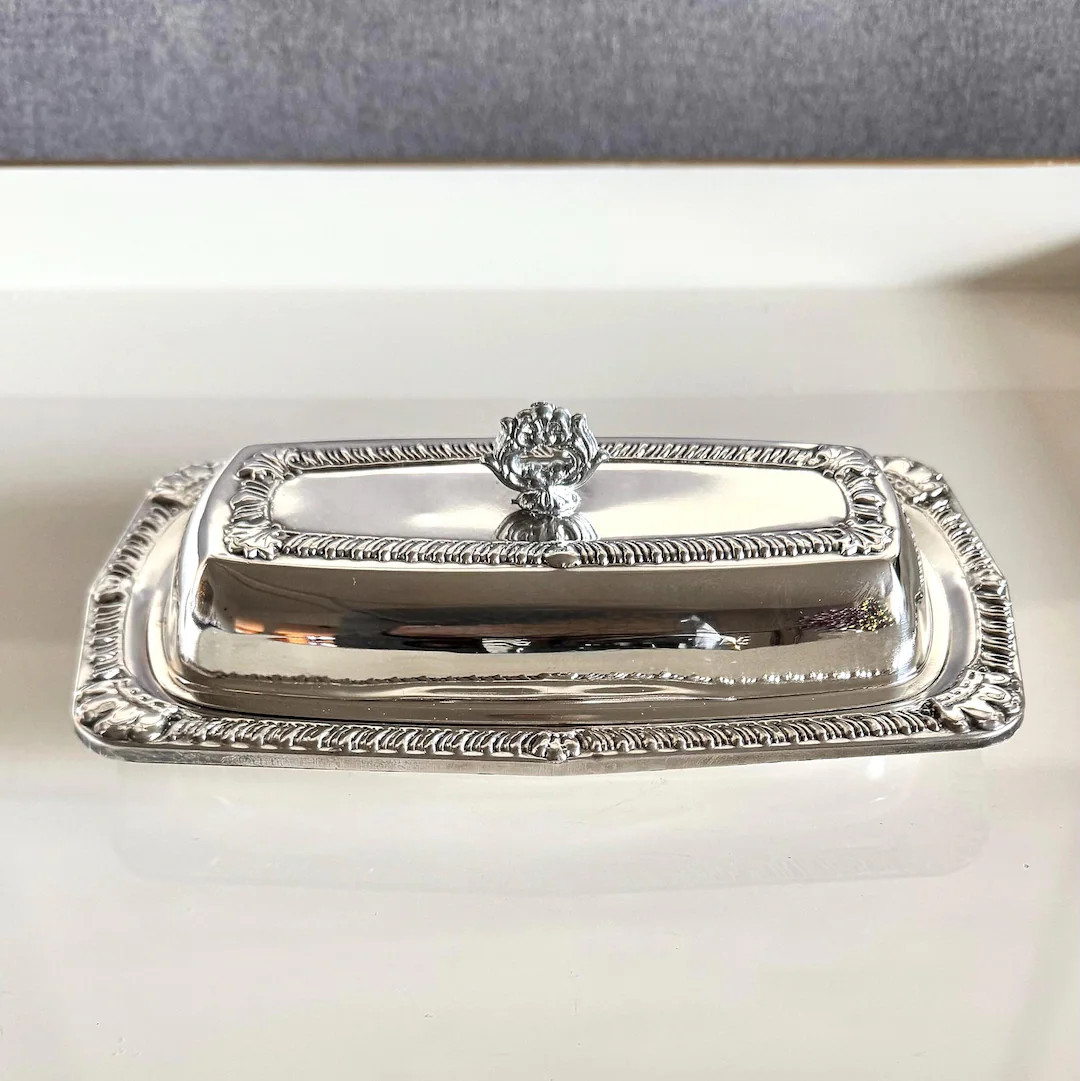 Vintage Silverplate Covered Butter Dish With Glass Insert | Herald | Classic Entertaining - Etsy | Etsy (US)
