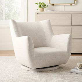 Eco Performance Textured Weave Oatmeal Lennon Low Swivel Chair | Pottery Barn Teen