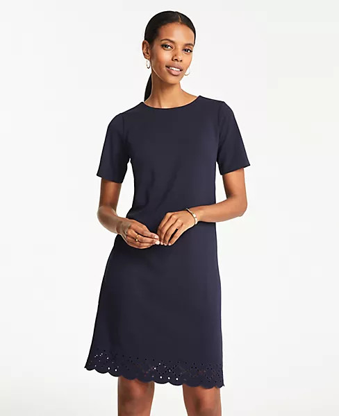 Eyelet Hem T-Shirt Shift Dress | Ann Taylor (US)