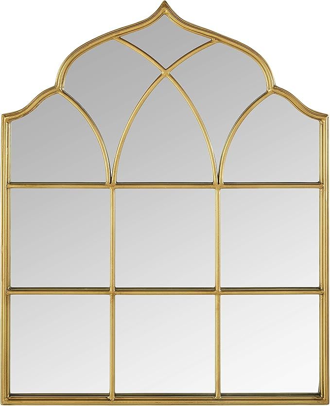 Amazon Brand - Ravenna Home Vintage Windowpane Metal Mantel Mirror, 25"H, Gold | Amazon (US)
