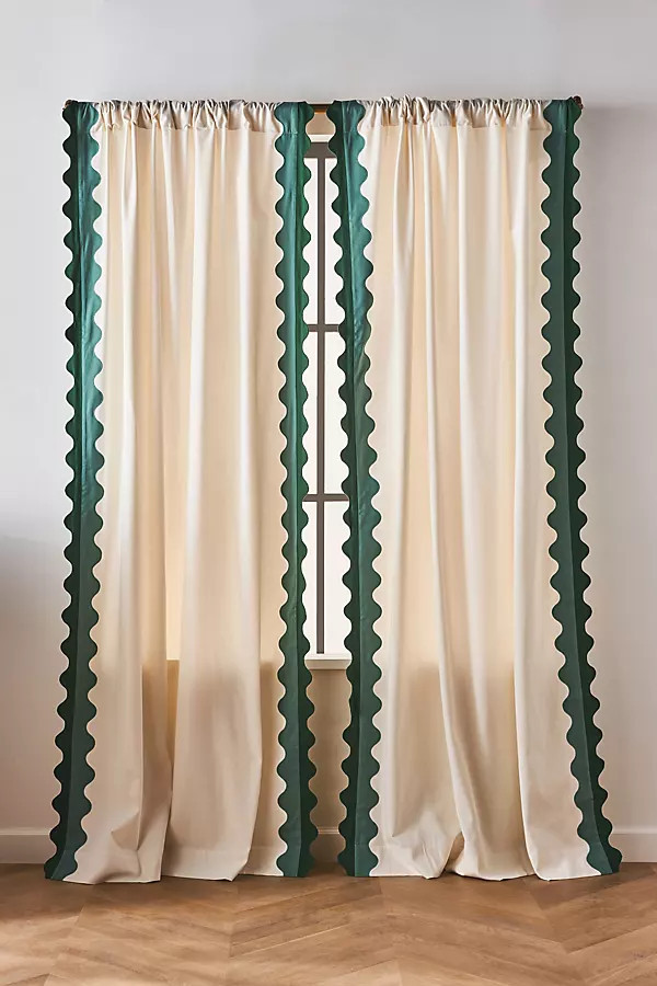Maeve Scalloped Cotton Curtain | Anthropologie (US)